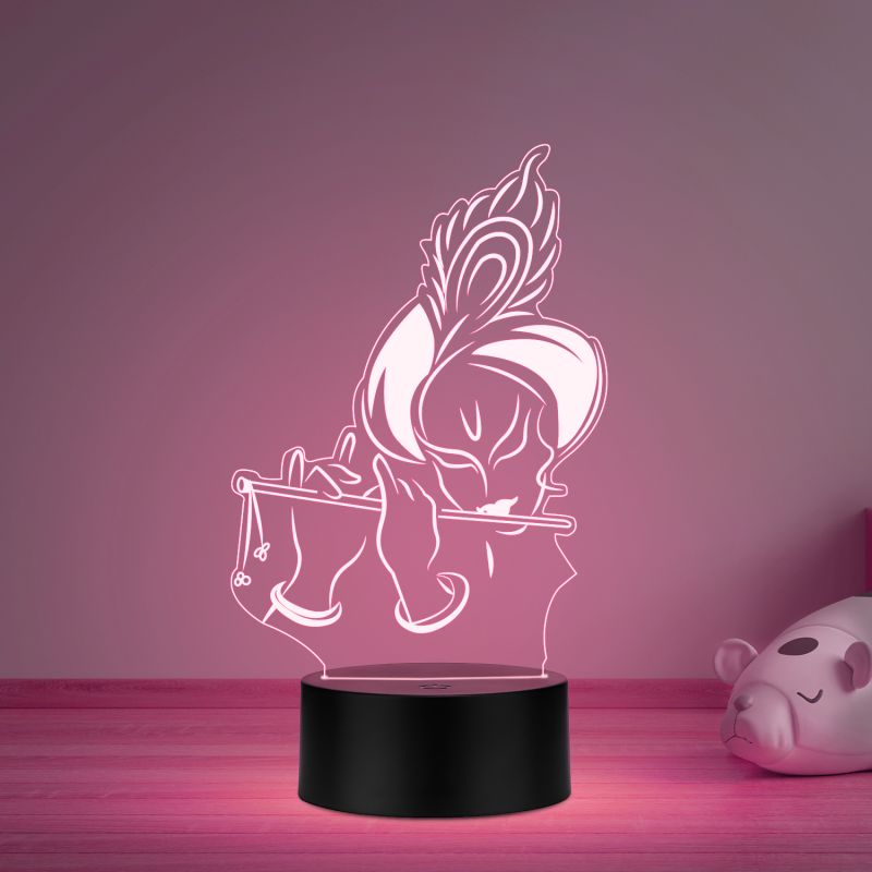 Lord Krishna Led Night Lamp Multicolored Light for Temple Decor Lamp